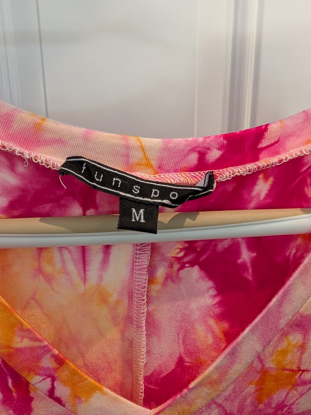 Funsport Pink & Orange Tie-Dye V-Neck Dress - Picture 3 of 6